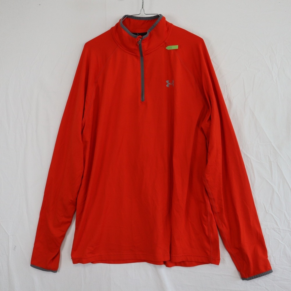 Under Armour Run 1/4 Zip Pullover Mens XL All Season Gear Fitted Red Long Sleeve